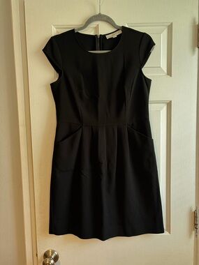 LOFT Black Cap-Sleeve Sheath Dress